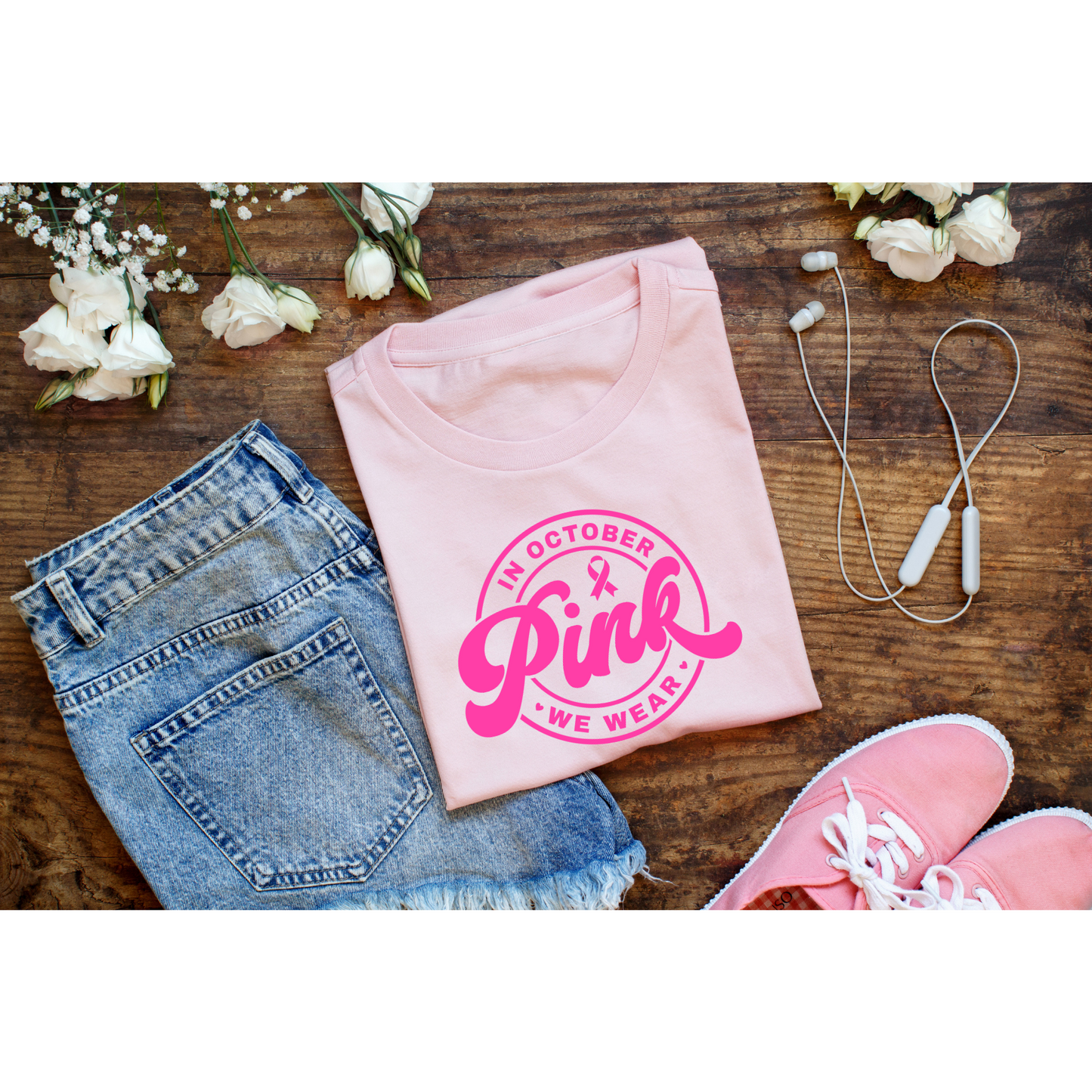 October Pink Statement Tee - Bright Pink
