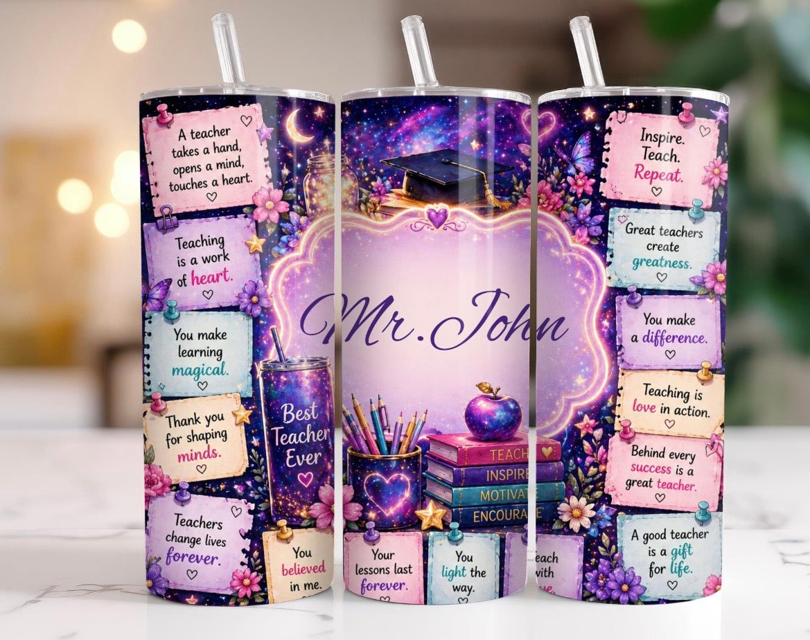Personalized Best Teacher Ever Galaxy 20oz Tumbler