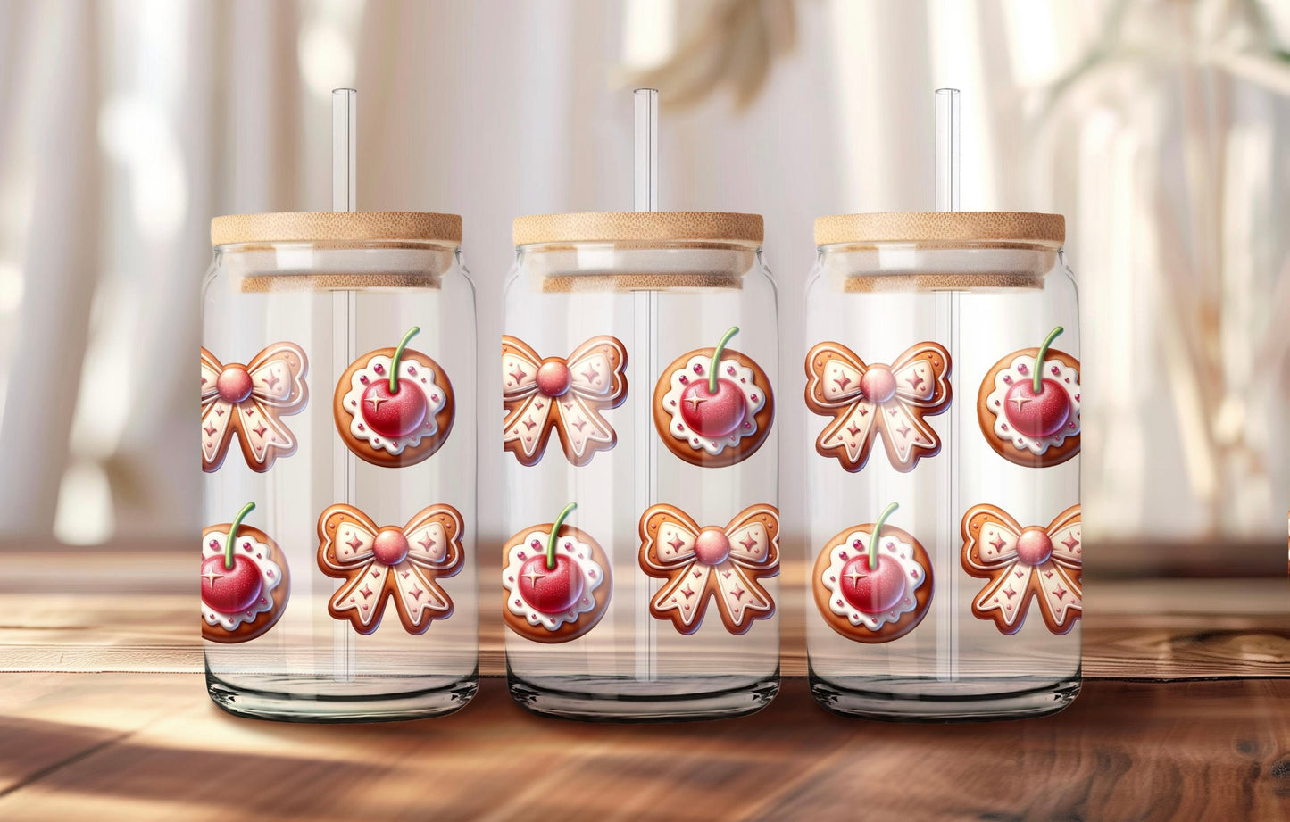 16 oz Bows and Sweet Treats Glass Can