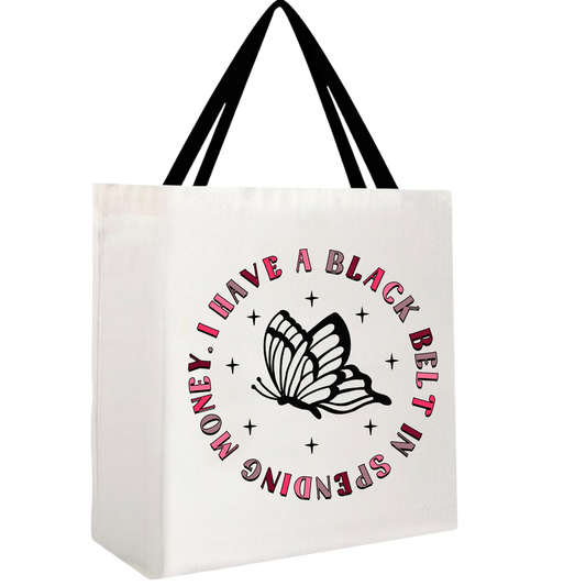Black Belt in Spending Money Tote Bag