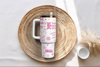 Self Love Club Motivational Tumbler – 40oz Insulated Tumbler with Handle