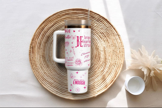 Self Love Club Motivational Tumbler – 40oz Insulated Tumbler with Handle