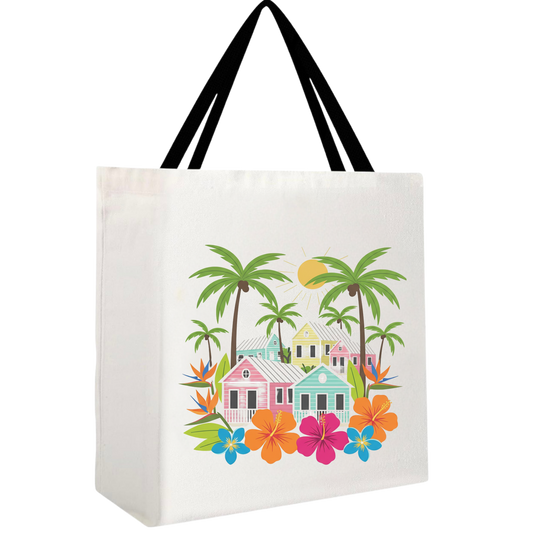 Tropical Paradise Chattel Houses Tote Bag