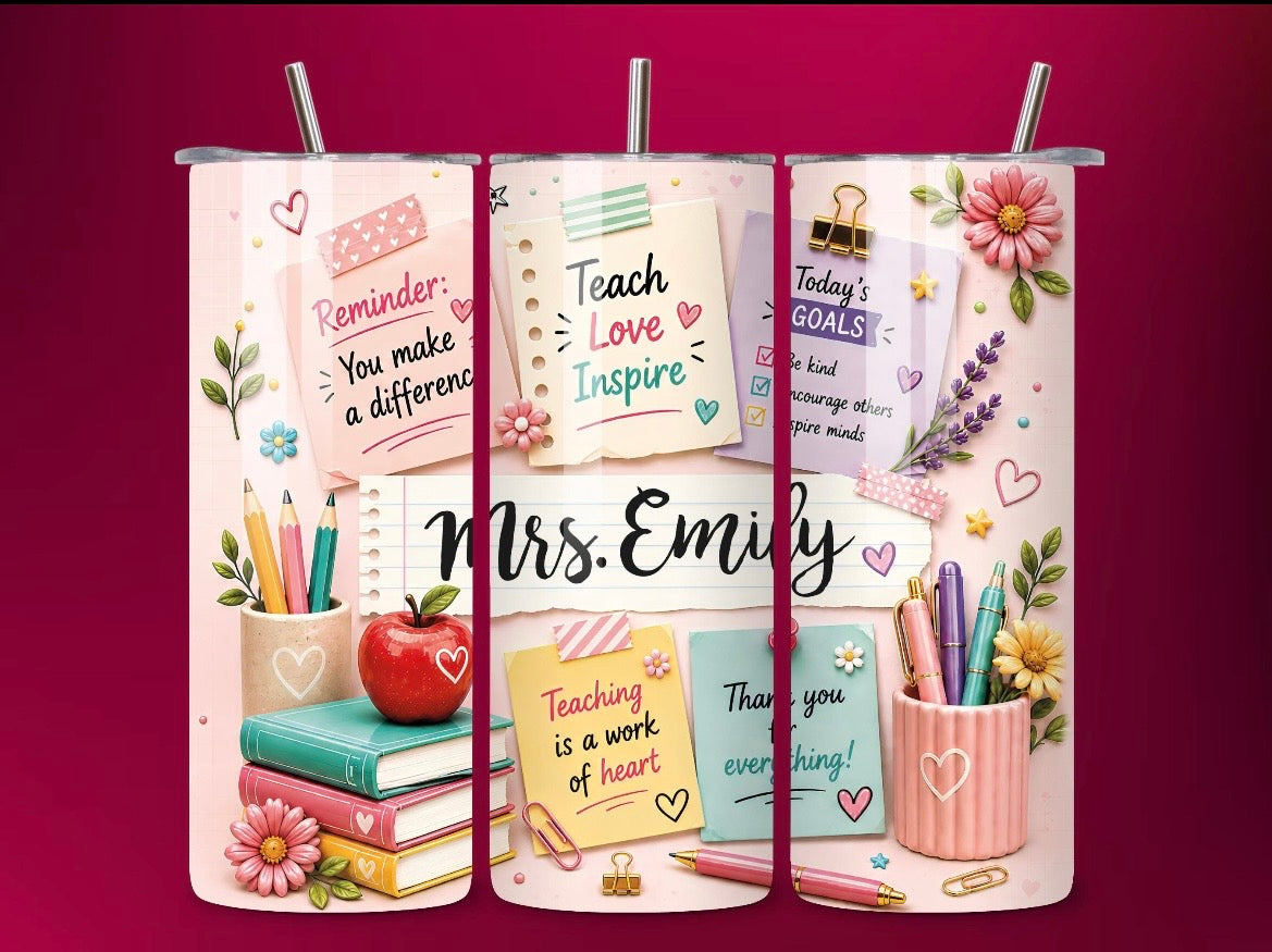 Personalized Teacher 20oz Tumbler – Teach Love Inspire