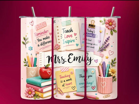 Personalized Teacher 20oz Tumbler – Teach Love Inspire