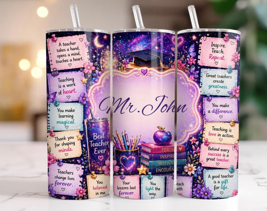 Personalized Best Teacher Ever Galaxy 20oz Tumbler